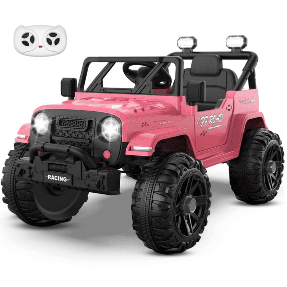 TOKTOO 12V Ride on Toys for Toddlers, Electric Ride on Car for Kids, Ride on Truck for Boys Girls with Parent Remote Control, Music Player, Pink