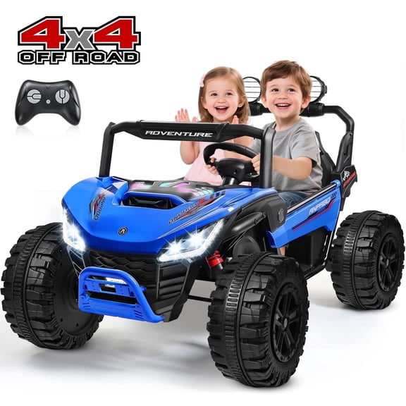 TOKTOO 24V Ride on UTV, 2 Seater 800W Battery Powered Ride on Toy for Big Kids, 4 Power Vehicle Wheels, 5.1Mph, Kids Electric Car with LED Lights, Blue