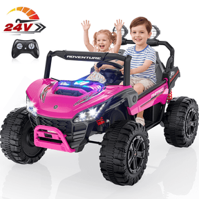 TOKTOO 24V Ride on Toys for Big Kids, 2 Seater Ride on Car, 800W Kids Electric Car with Remote, Rainbow Lights, Max 5.1Mph, Shock-Absorbing Springs, Storage, Bluetooth, Gifts for Girls Aged 3-8, Pink