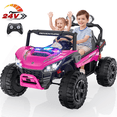 thumbnail image 1 of TOKTOO 24V Ride on UTV, 2 Seater Battery Powered Ride on Toy, 4 Powerful Wheels, 5.1Mph, Kids Electric Vehicle for Boys Girls with Rainbow LED Lights, Pink, 1 of 11