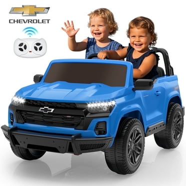 TOKTOO 24V 2 Seater Powered Ride on Car, Licensed Chevrolet Colorado Electric Car for Big Kids, Ride on Toy w/ Rear Storage Trunk, Music Player, Remote Control for Boys Girls, Blue
