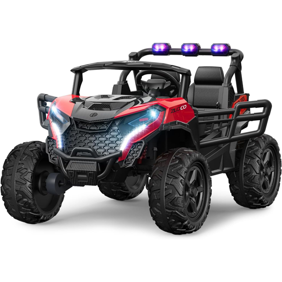 TOKTOO 24 Volt Ride on Toy for Big Kids, 24V Ride Ons with 4 Power EVA Wheels, 24V 2 Seater Battery Powered Ride on UTV Car, 4WD, 800W, 5.1 Mph, Kid Electric Car with Remote Control, Aged 3-8Y, Red