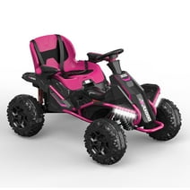 TOKTOO 24V 4WD Powered Ride on Car for Big Kids W/ 4X75W Powerful Motors, Shock Absorbers-Pink