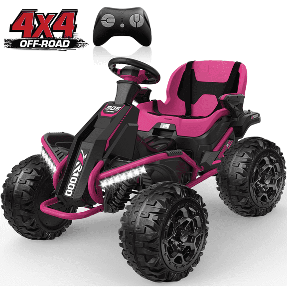TOKTOO 24V 4WD Powered Ride on ATV Car for Big Kids, Ride on Toys for Boys Girls with 4 Wheels, 800W Powerful Motors, Remote Control, Shock Absorbers-Pink