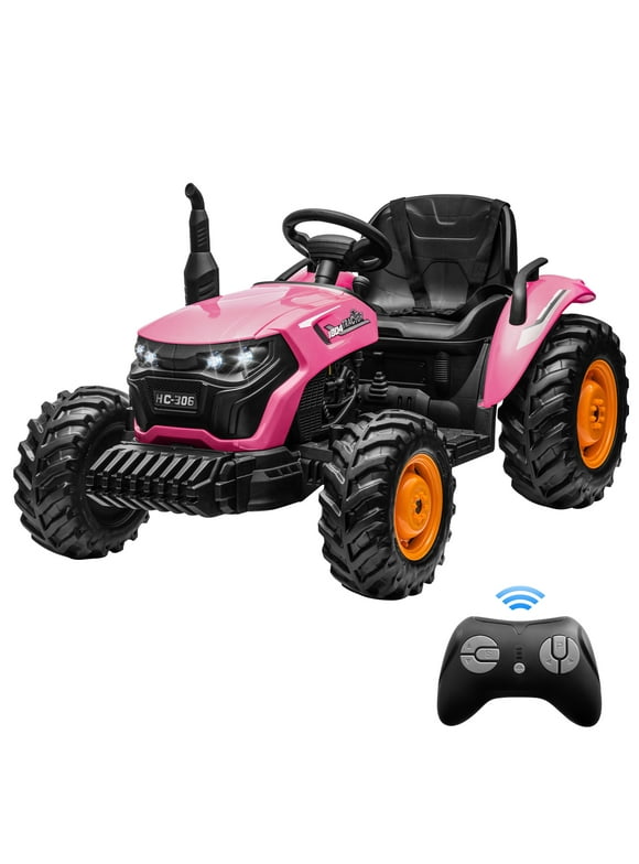 TOKTOO 24V 5Mph Powered Ride on Car for Big Kids, Farm Tractor w/ 95W Powerful Motors, 16inch Wide Seat-Pink