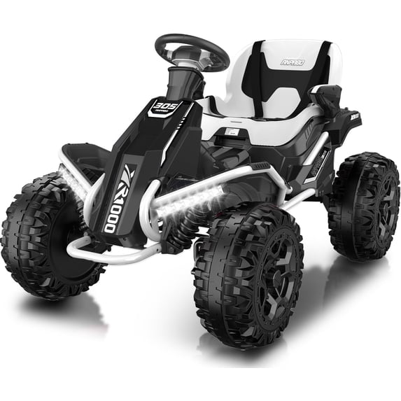 TOKTOO 24 Volt Ride On Toys for Big Kids, Kids Ride On ATV with 4 Motors, Remote Control, Shock Absorber & LED Headlights, 4WD Battery Powered ATV for Kids Age 5-12, White