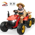 thumbnail image 1 of TOKTOO 24V Powered Ride on Tractor Max 4.3Mph w/ EVA Tires, Tippable Trailer, Remote Control, Tractor Ride on Toy for Kids- Red, 1 of 17