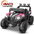 thumbnail image 1 of TOKTOO 24V Powered Ride on UTV, One Seater Kid Car w/ Trunk Storage Space, Remote Control-Pink, 1 of 10