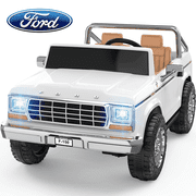 TOKTOO 24V Licensed 1973 Ford F-150 2 Seater Ride On Truck for Kids, Electric Ride On Car with Parent Remote Control, 400W Powerful Wheel, LED Lights, Music Player, Ages 3 8, White