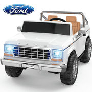 TOKTOO 24V Licensed 1973 Ford F-150 2 Seater Ride On Truck for Kids, Electric Ride On Car with Parent Remote Control, 400W Powerful Wheel, LED Lights, Music Player, Ages 3 8, White
