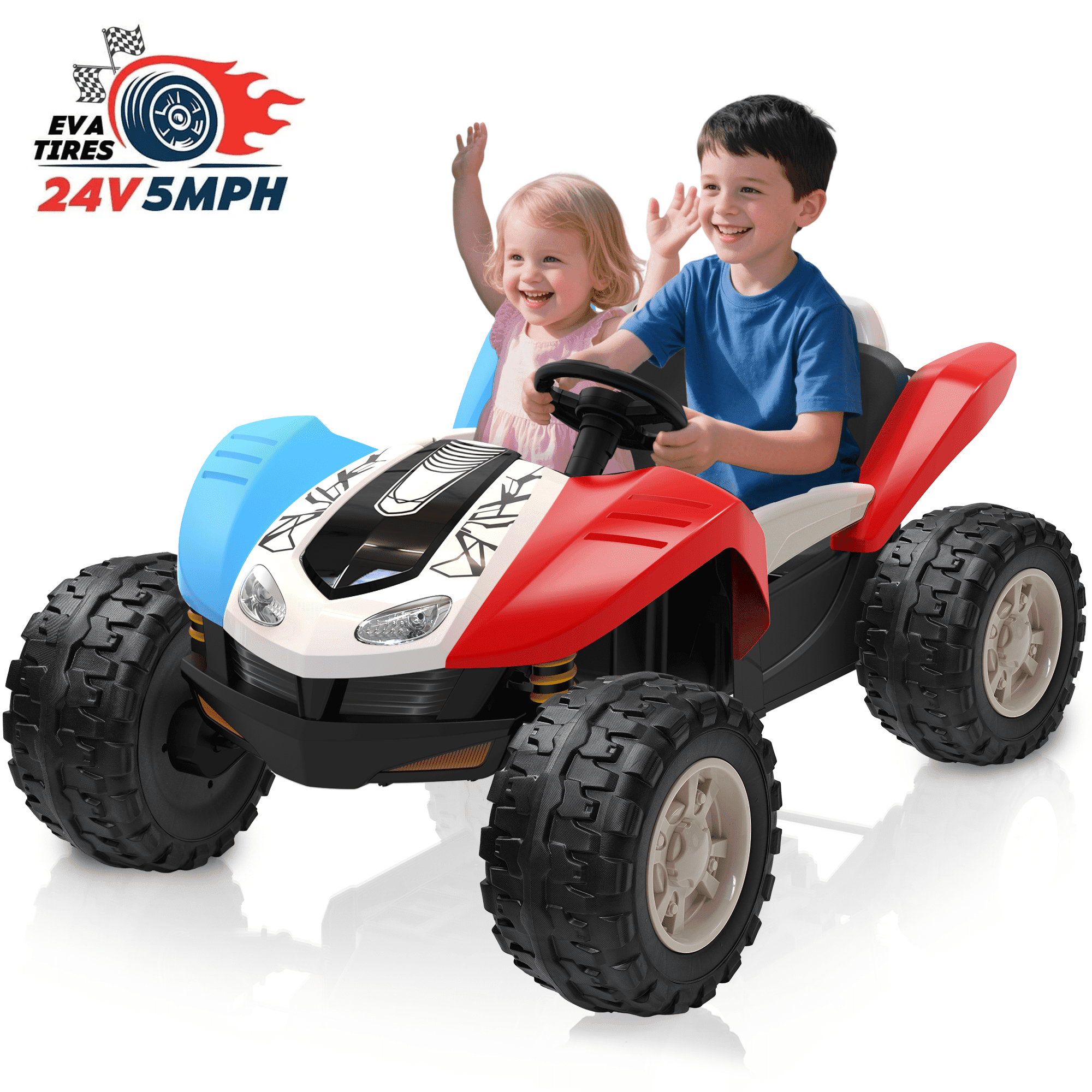 TOKTOO 24V Ride on Toy, 4WD 5Mph, 2-Seater Ride on Car for Kids w/ 300W ...