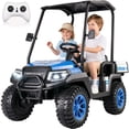 thumbnail image 1 of TOKTOO 24V Kids Golf Cart, 24 volt Ride on Toys, 2 Seater 24 Volt Powered Electric Ride On Car for Big kids, Ride on Truck for Aged 3-8 Years, With Remote Control, Detachable Awning, Blue, 1 of 9