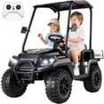 thumbnail image 1 of TOKTOO 24V Ride on Toys for Big Kids, Kids Golf Cart, 2 Seater Electric Ride on Car with Remote Control, Detachable Awning, 4*96W Powerful Motors for Boys Girls Aged 3-8 Years,Black, 1 of 9