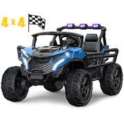 TOKTOO 24 Volt Ride on Toy for Big Kids, 24V Ride Ons with 4 Power EVA Wheels, 24V 2 Seater Battery Powered Ride on UTV Car, 4WD, 800W, 5.1 Mph, Kid Electric Car with Remote Control, Aged 3-8Y, Blue