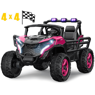 TOKTOO 24V Ride on Toy for Big Kids, 4WD 2-Seater Battery Powered Ride on UTV Car, 5.1 Mph, Electric Kids Car with 800W Powerful Motors, 4 EVA Wheels, Remote Control, Gift for Boys Girls, Pink