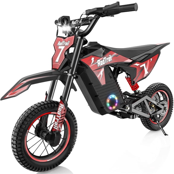 TOKTOO 36V Electric Dirt Bike for Kids, 300W Electric Motorcycle Bike for Boys Girls Aged 6-12Y, Ride on Motorcycle, 3-Speed Adjustable Up to 15.5 MPH,13.7 Miles Long Range, 3 Light Modes, Red