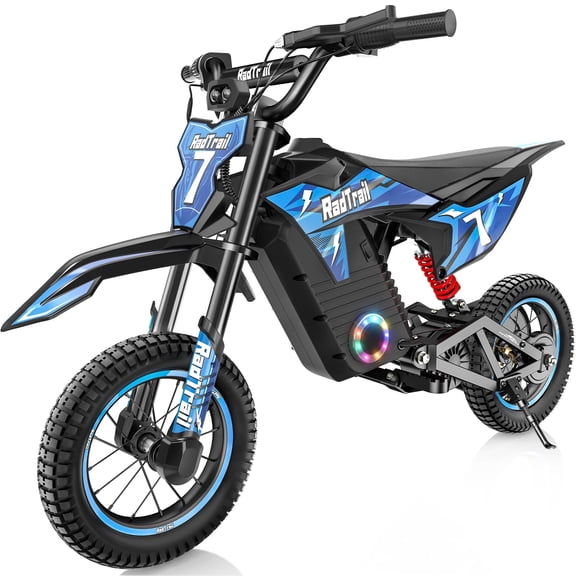 TOKTOO 36V Electric Dirt Bike for Kids, Peak 700W Kids Electric Dirt Bike, Gift for Boys Girls Aged 5-12Y, 3 Speed Modes, Max 15.5 MPH,13.7 Miles Long Range, 3 Headlight Modes, Blue