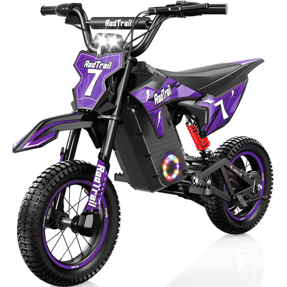 TOKTOO 36V Electric Dirt Bike for Kids, Peak 700W Kids Electric Dirt Bike, Gift for Boys Girls Aged 4-10Y, 3 Speed Modes, Max 15.5 MPH,13.7 Miles Long Range, 3 Headlight Modes, Purple