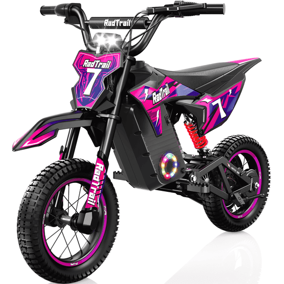 TOKTOO 36V Electric Dirt Bike for Kids, Peak 700W Kids Electric Dirt Bike, Gift for Boys Girls Aged 4-10Y, 3 Speed Modes, Max 15.5 MPH,13.7 Miles Long Range, 3 Headlight Modes, Pink
