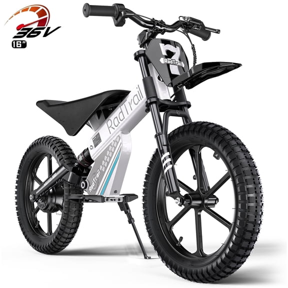 TOKTOO 36V Electric Dirt Bike for Big Kids, 15.5 MPH High-Speed Electric Motorcycle, 400W Motor, 16" Inflatable Tires, White Ride on Dirt Bike