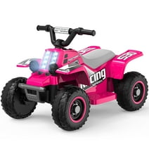 TOKTOO 6V 7Ah Powered Ride-on ATV, Electric 4-Wheeler Quad Car W/ Music Player for Kids Unisex-Pink