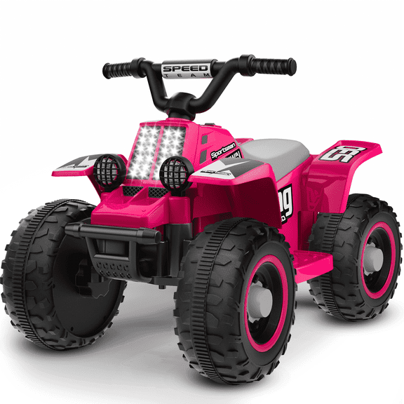 TOKTOO 6V 7Ah Powered Ride on ATV Toys, Electric Kids Car, 4 Wheeler Ride on Car w/ Music Player, Toddler Car for Boys Girls Aged 1-3 Years, Pink