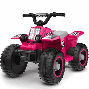 TOKTOO 6V 7Ah Powered Ride on ATV Toys, Electric Kids Car, 4 Wheeler Ride on Car w/ Music Player, Toddler Car for Boys Girls Aged 1-3 Years, Pink