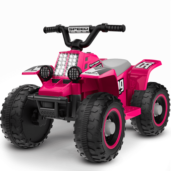 TOKTOO 6V 7Ah Powered Ride-on ATV, Electric 4-Wheeler Ride on Car W/ Music Player for Kids Aged 1-3 Years-Pink