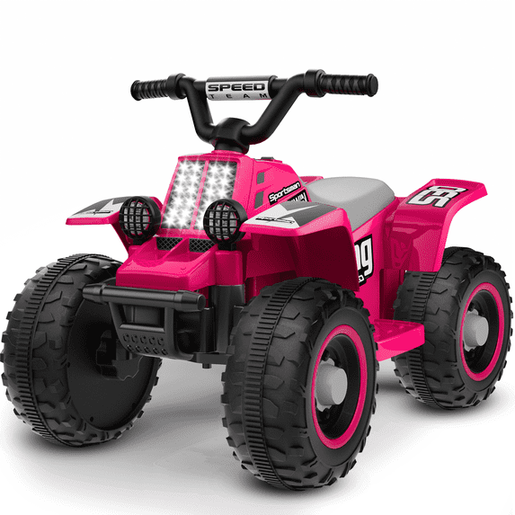 TOKTOO 6V 7Ah Powered Ride on ATV Toys, Electric Kids Car, 4 Wheeler Ride on Car w/ Music Player, Toddler Car for Boys Girls Aged 1-3 Years, Pink