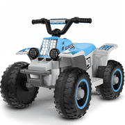 TOKTOO 6V 7Ah Powered Ride on ATV Toys, Electric Kids Car, 4 Wheeler Ride on Car w/ Music Player, Toddler Car for Boys Girls Aged 1-3 Years, Blue White