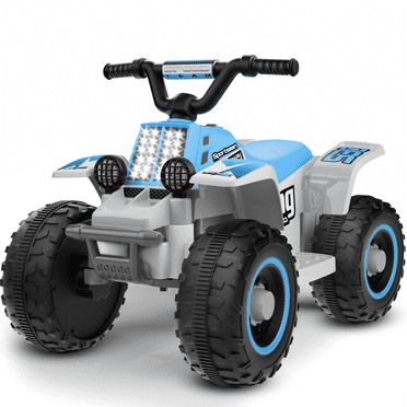 TOKTOO 6V 7Ah Powered Ride on ATV Toys, Electric Kids Car, 4 Wheeler Ride on Car w/ Music Player, Toddler Car for Boys Girls Aged 1-3 Years, Blue White