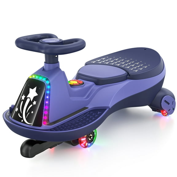 TOKTOO 6V Electric Wiggle Car, Ride on Toy for Toddlers, Kids Car with 75W Motor, Max 3.4 Mph, 170 Lbs, Gift for Boys Girls Ages 3+ with Bluetooth & Music, Flashing Wheels, LED Lights, Purple