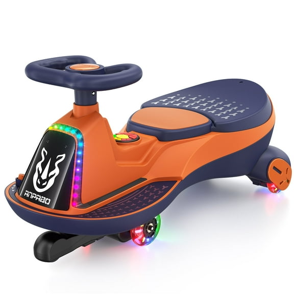 TOKTOO 6V Electric Wiggle Car, Ride on Toy for Toddlers, Kids Car with 75W Motor, Max 3.4 Mph, 170 Lbs, Gift for Boys Girls Ages 3+ with Bluetooth & Music, Flashing Wheels, LED Lights, Orange