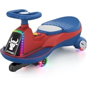 TOKTOO 6V Electric Wiggle Car for Kids, 2 Seater Ride On Toy with Bluetooth Music, LED Lights & Flashing Wheels, Kids Ride On Car for Kids Ages 3+, Red