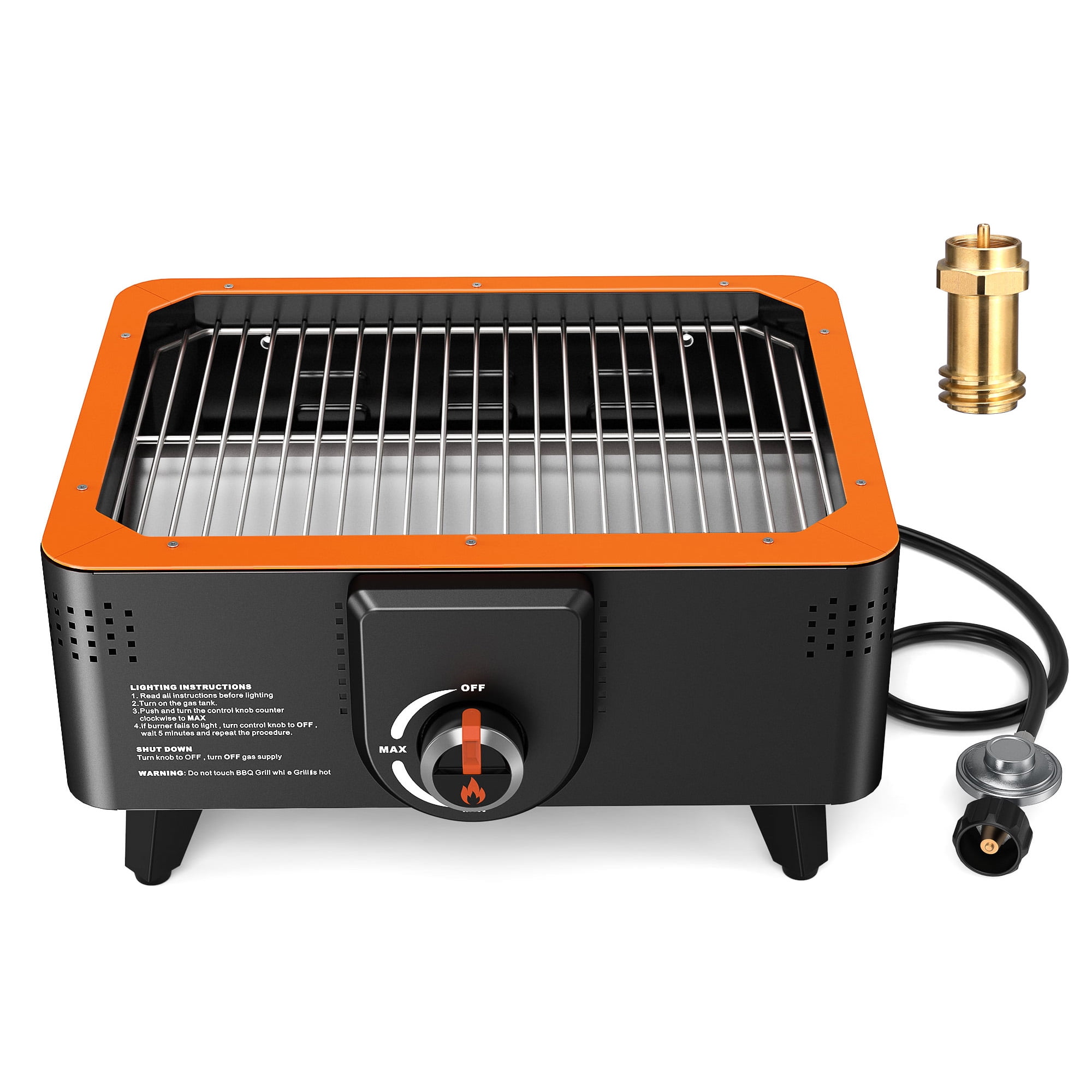 TOKTOO Portable Propane Grill with Gas Regulator & Adaptor, 2 in 1