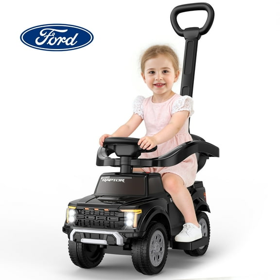 TOKTOO Ride on Push Car for Toddlers, Licensed Ford Ride on Toy for Boys Girls Aged 18-36 Months with Headlights, Horn, and Handle, Black