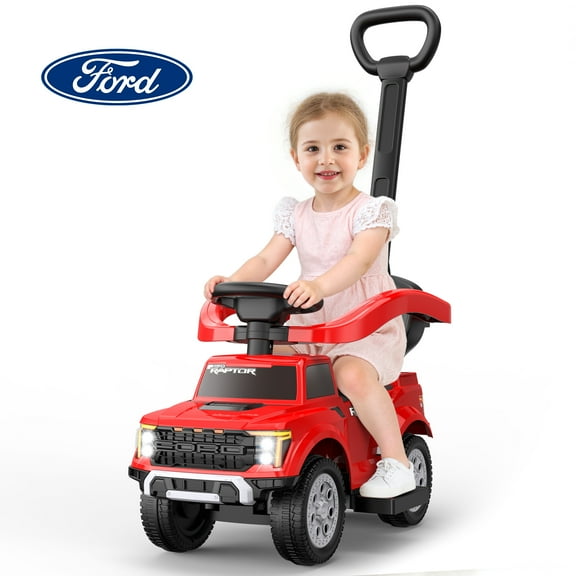 TOKTOO Ride on Push Car for Toddlers, Licensed Ford Ride on Toy for Boys Girls Aged 18-36 Months with Headlights, Horn, and Handle, Red