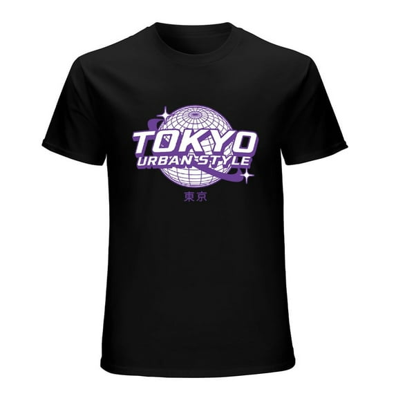 TOKYO URBAN STYLE Men’s Graphic T-shirt Vintage Short Sleeve Sport Tee Black L
