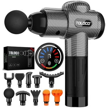 TOLOCO Massage Gun, Deep Tissue Back Massager for Athletes with 10 Massage Heads, Electric Muscle Percussion Massager for Any Pain Relief, FSA and HSA Eligible, Carbon