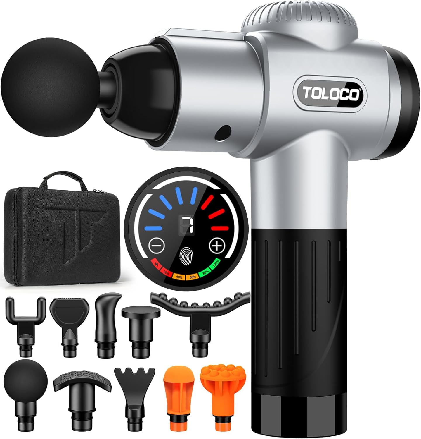 TOLOCO Massage Gun, Deep Tissue Massage, 10 Switchable Massage Heads