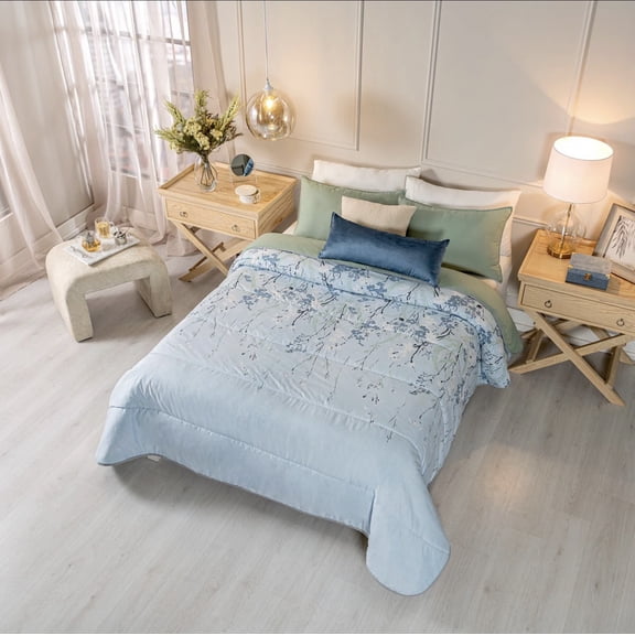 TOLOSA FLOWERS SOFT TEXTURE REVERSIBLE COMFORTER SET 5 PCS CALIFORNIA KING SIZE MADE IN MEXICO