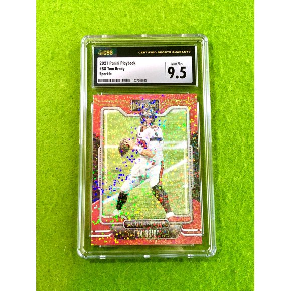 TOM BRADY WHITE SPARKLE PRIZM CARD GRADED CSG 9.5 SP 2021 Playbook Tom Brady SSP