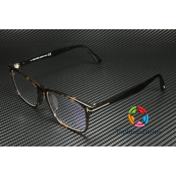 TOM FORD FT5752 F B 052 Dark Havana Blue Block Lens 55 mm Men's Eyeglasses