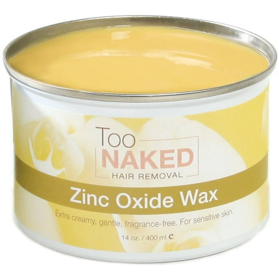 Too Naked Hair Removal Zinc Oxide Wax for Sensitive Skin, Extra Creamy, Non-Transparent Salon Wax, Fragrance-Free, 14 oz.