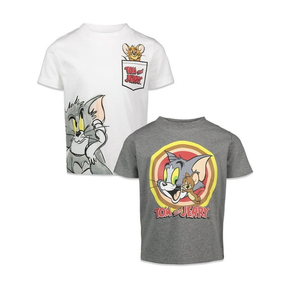 TOM and JERRY Big Boys 2 Pack T-Shirts Toddler to Big Kid