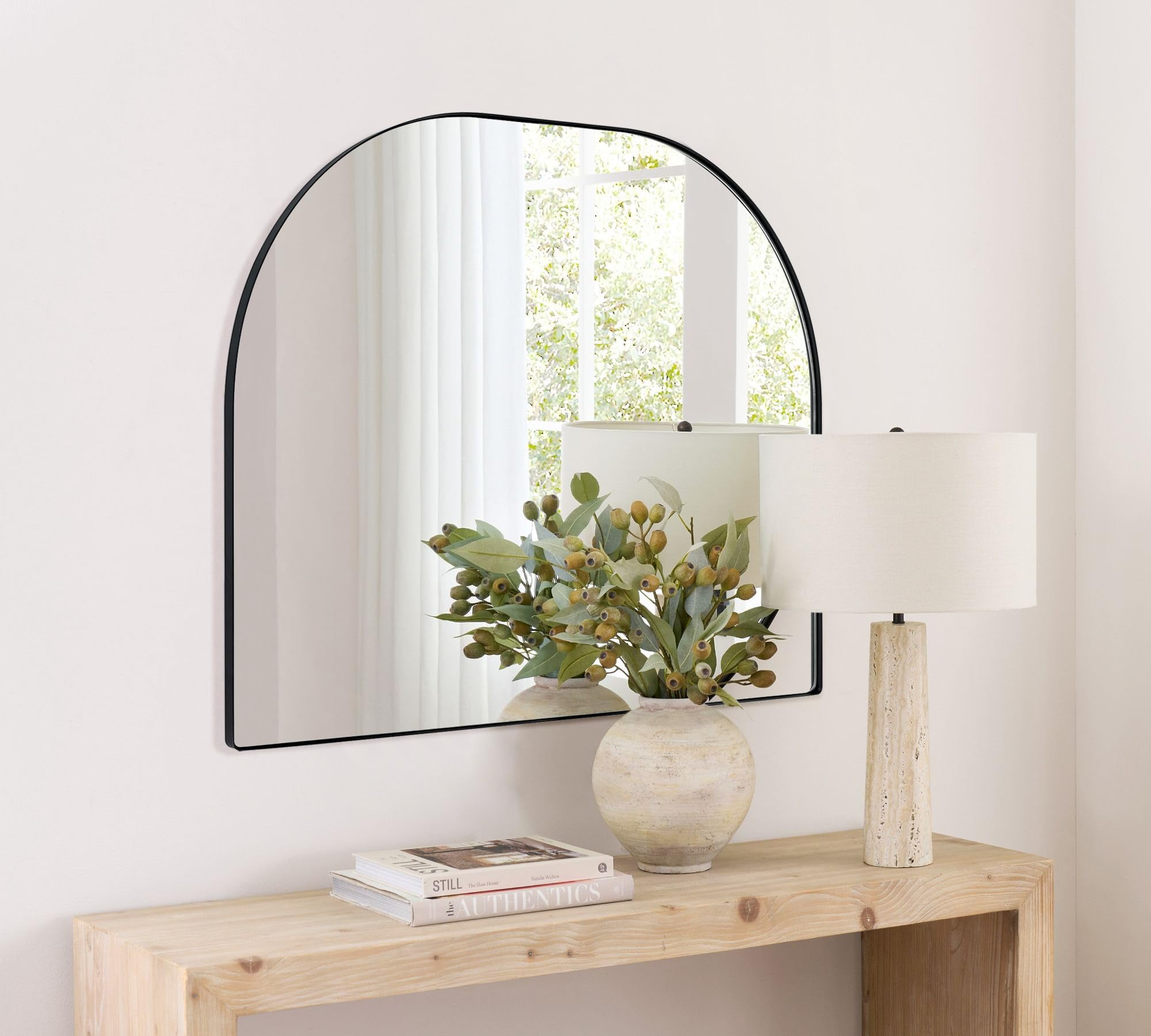 TOMACE 32x40'' Large Arched Mantel Wall Mirror Rustic, Decorative Fireplace Mirror for Bathroom