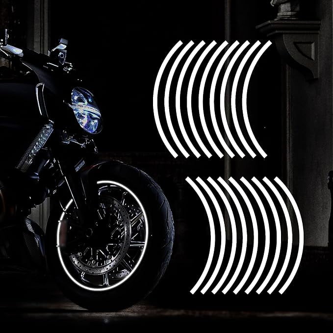 TOMALL 16'' 17" Reflective Wheel Rim Stripe Decal for Motorcycle