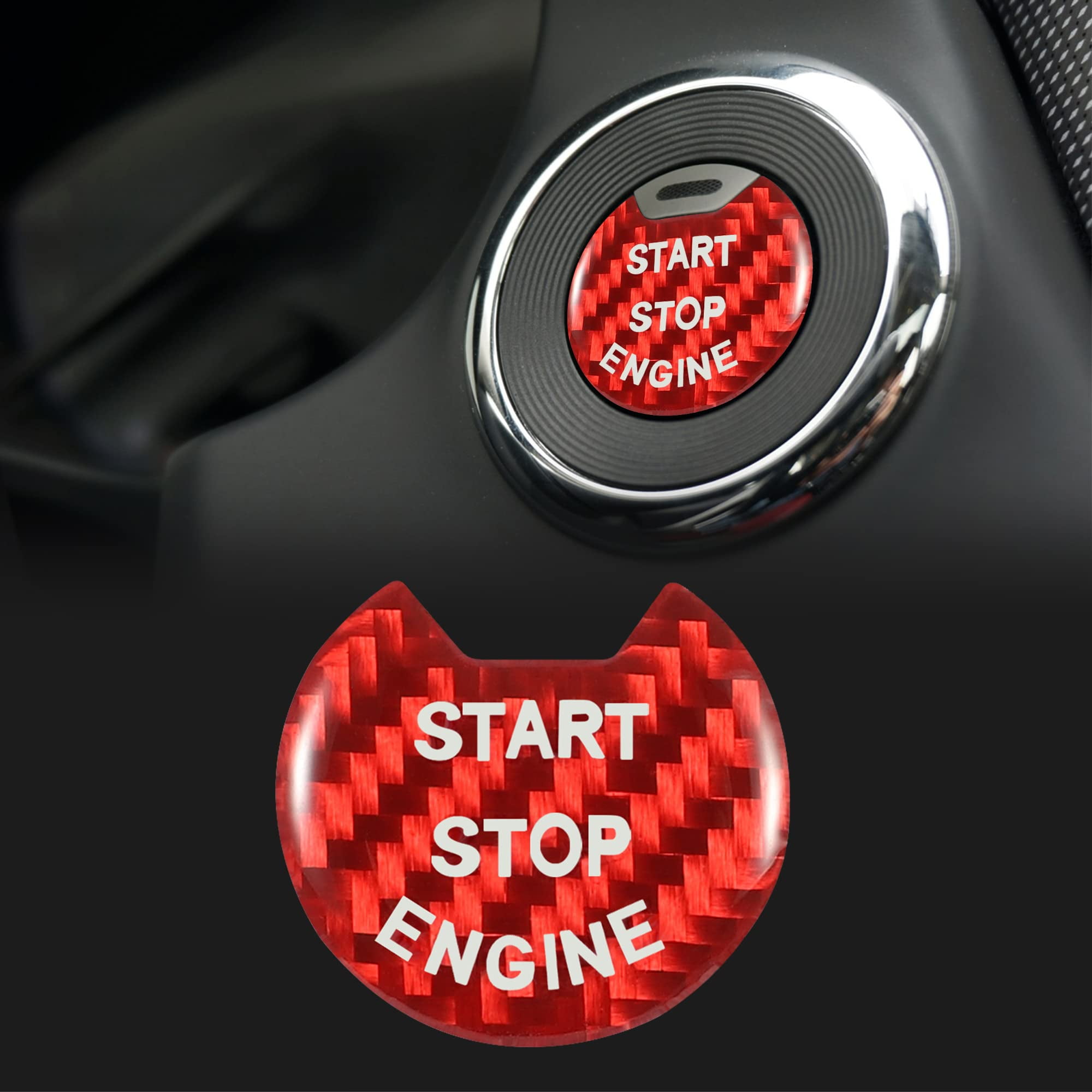TOMALL Carbon Fiber Car OIF8 Engine Start Stop Cover Sticker Compatible