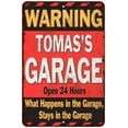 thumbnail image 1 of TOMAS'S Garage Warning Man Cave Wall Decor 12x18 Metal Sign 112180030444, 1 of 1
