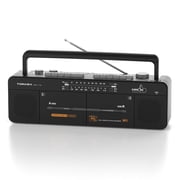TOMASHI Cassette Tape Player with Stereo Sound, Dual Tape Decks, 3-Band Radio, USB/TF Card Playback, and Tape-to-USB/TF Card Recording Function